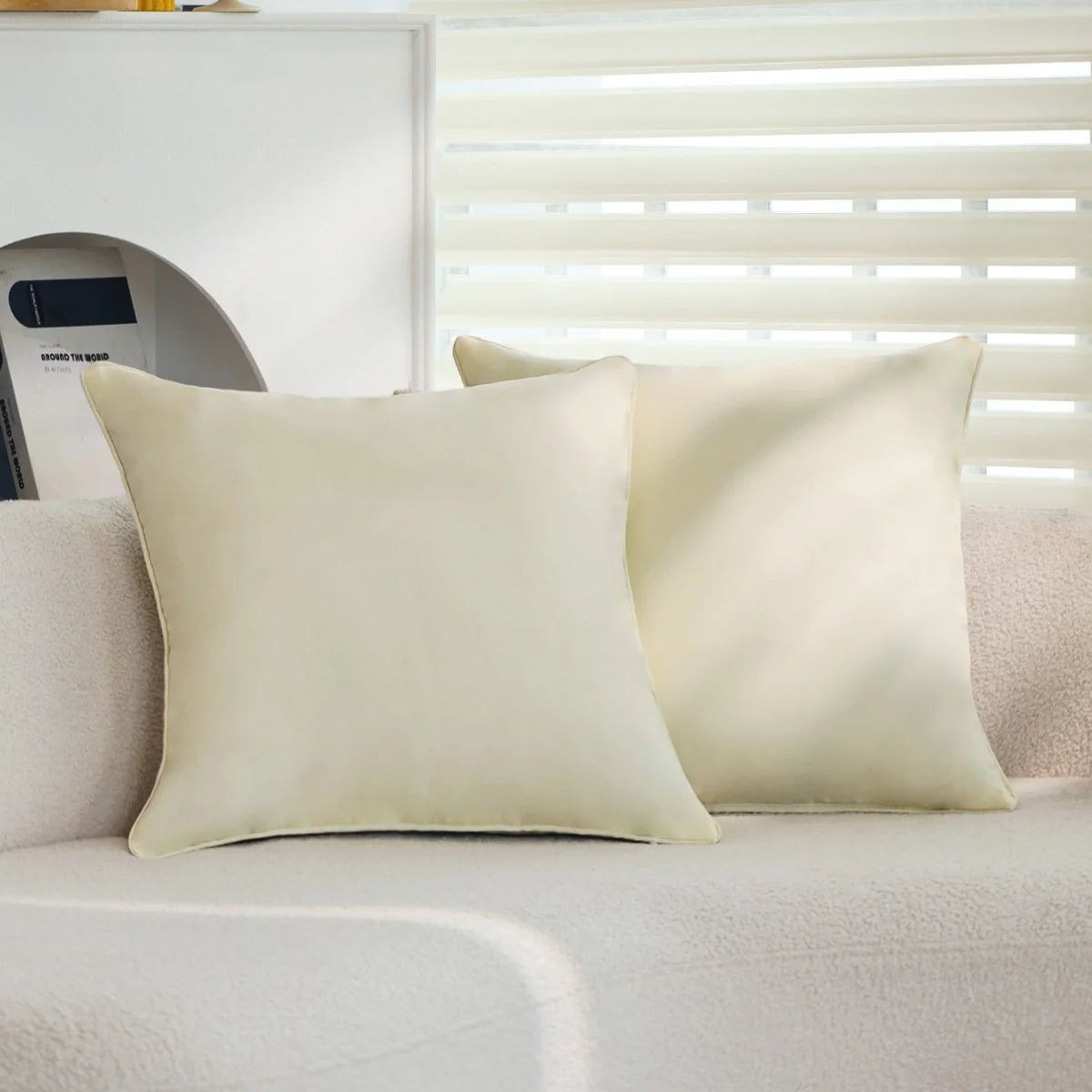 Square Pillow Cover Microvelvet Contrasting Piping Concealed Zipper