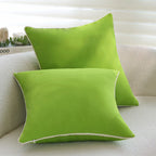 Square Pillow Cover Microvelvet Contrasting Piping Concealed Zipper