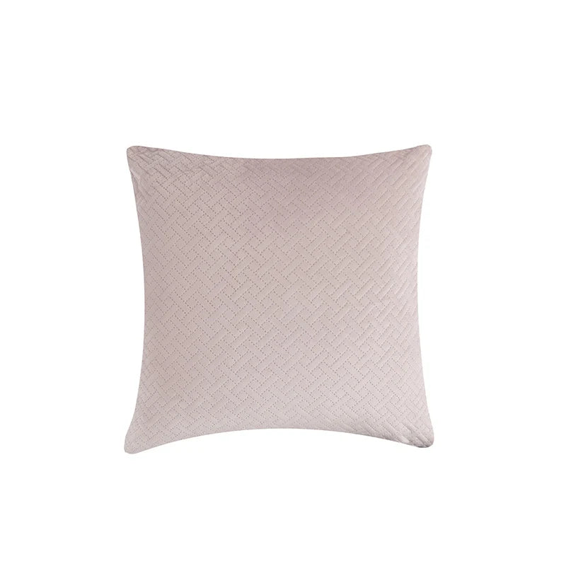 Square Pillow Cover Quilted Herringbone Cotton-Blend