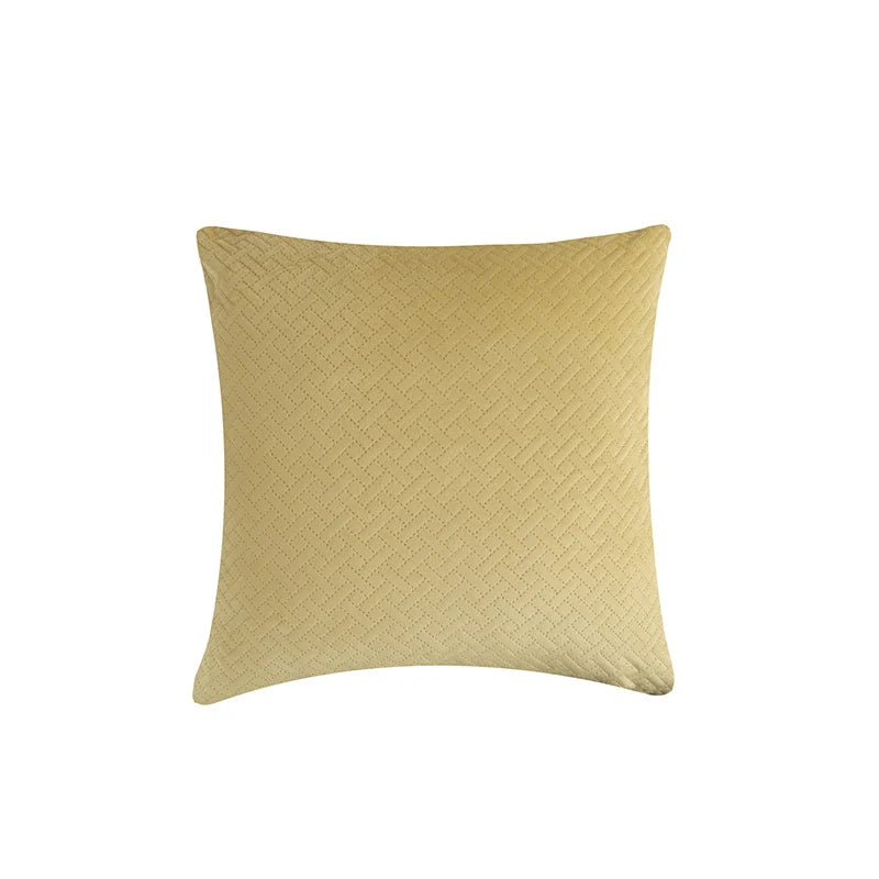 Square Pillow Cover Quilted Herringbone Cotton-Blend