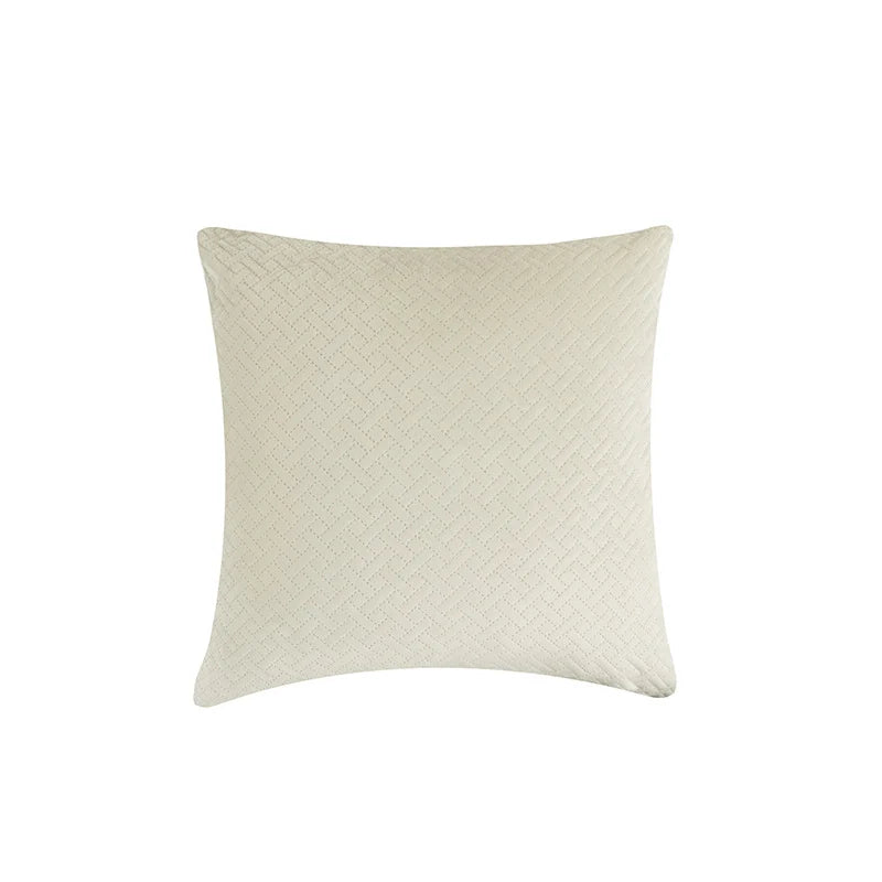 Square Pillow Cover Quilted Herringbone Cotton-Blend