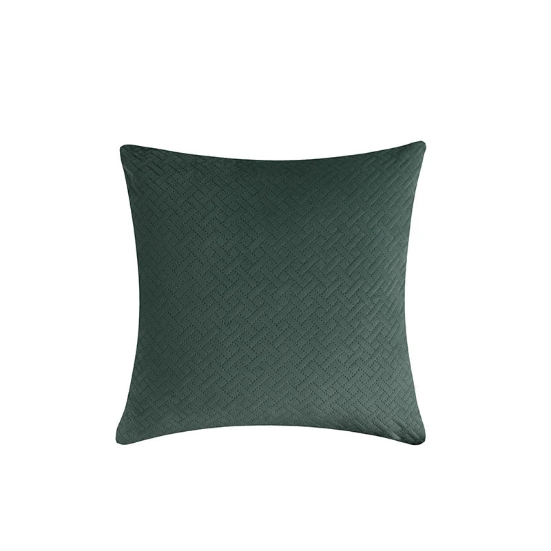 Square Pillow Cover Quilted Herringbone Cotton-Blend