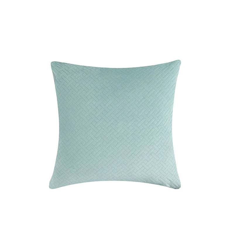 Square Pillow Cover Quilted Herringbone Cotton-Blend