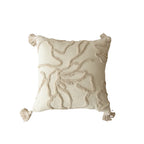 Square Pillow Cover Raised-Loop Tufted & Knotted Tassels