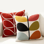Square Pillow Cover Retro Scandi Dot Cotton-Linen Concealed Zipper