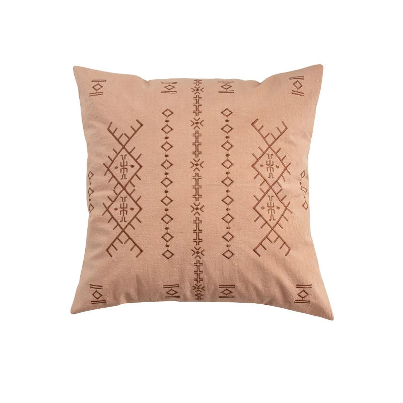 Square Pillow Cover Velvet-Like Embroidered Concealed Zipper