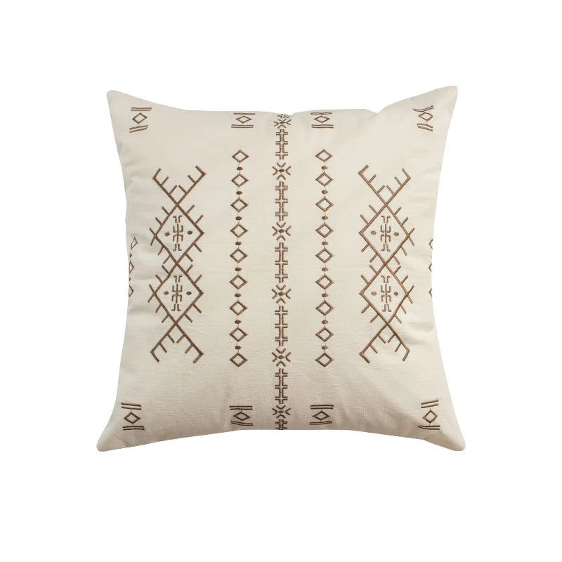 Square Pillow Cover Velvet-Like Embroidered Concealed Zipper