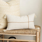 Square Pillow Two-Tone Knit & Linen Removable Cover 18x18
