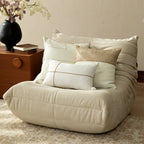 Square Pillow Two-Tone Knit & Linen Removable Cover 18x18