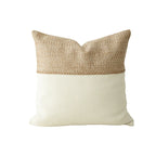 Square Pillow Two-Tone Knit & Linen Removable Cover 18x18