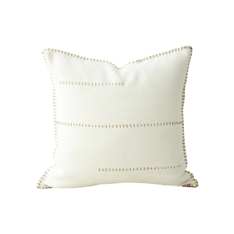 Square Pillow Two-Tone Knit & Linen Removable Cover 18x18