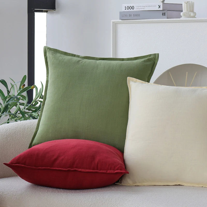 Square Pillowcase Linen-Cotton Hidden Zipper Hotel Style