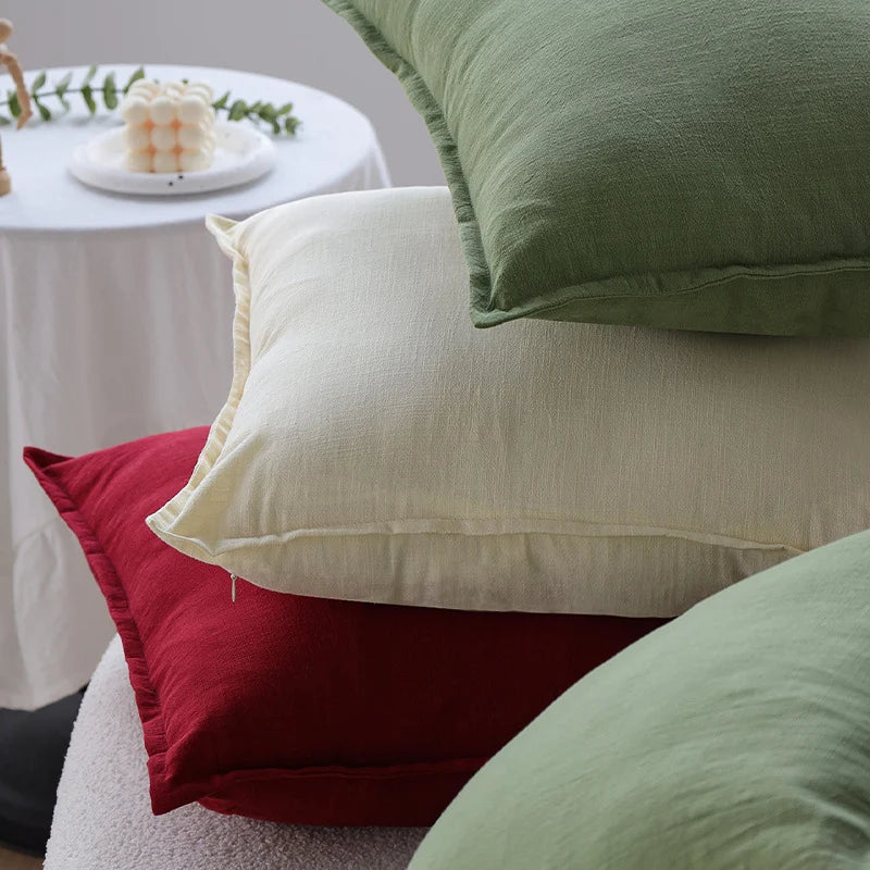 Square Pillowcase Linen-Cotton Hidden Zipper Hotel Style