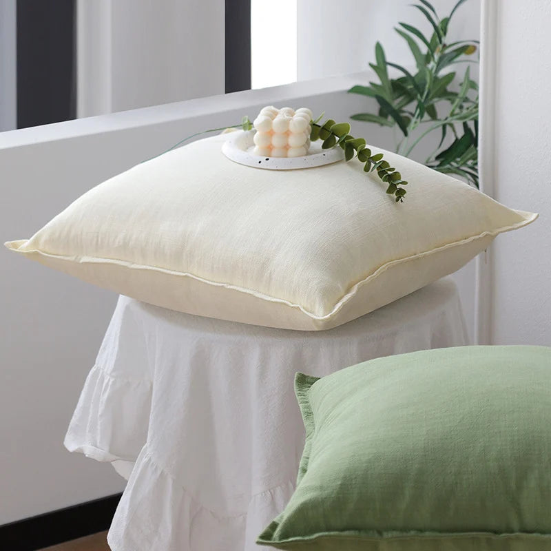 Square Pillowcase Linen-Cotton Hidden Zipper Hotel Style