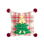 Square Throw Pillow Christmas Dog Print Pom-Pom Removable Cover