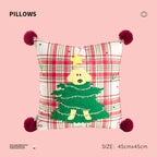 Square Throw Pillow Christmas Dog Print Pom-Pom Removable Cover