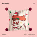 Square Throw Pillow Christmas Dog Print Pom-Pom Removable Cover