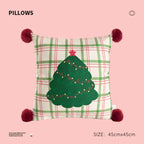 Square Throw Pillow Christmas Dog Print Pom-Pom Removable Cover