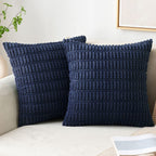 Square Throw Pillow Cover Chenille Textured Grid Hidden Zipper