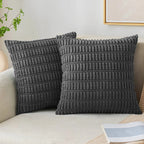Square Throw Pillow Cover Chenille Textured Grid Hidden Zipper