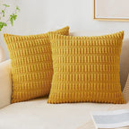 Square Throw Pillow Cover Chenille Textured Grid Hidden Zipper