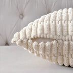 Square Throw Pillow Cover Chenille Textured Grid Hidden Zipper