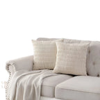 Square Throw Pillow Cover Chenille Textured Grid Hidden Zipper