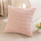 Square Throw Pillow Cover Chenille Textured Grid Hidden Zipper
