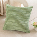 Square Throw Pillow Cover Chenille Textured Grid Hidden Zipper