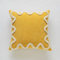Square Throw Pillow Cover Cotton-Linen Wavy Chenille Hidden Zipper