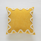 Square Throw Pillow Cover Cotton-Linen Wavy Chenille Hidden Zipper