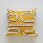 Square Throw Pillow Cover Cotton-Linen Wavy Chenille Hidden Zipper