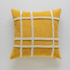 Square Throw Pillow Cover Cotton-Linen Wavy Chenille Hidden Zipper