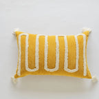 Square Throw Pillow Cover Cotton-Linen Wavy Chenille Hidden Zipper