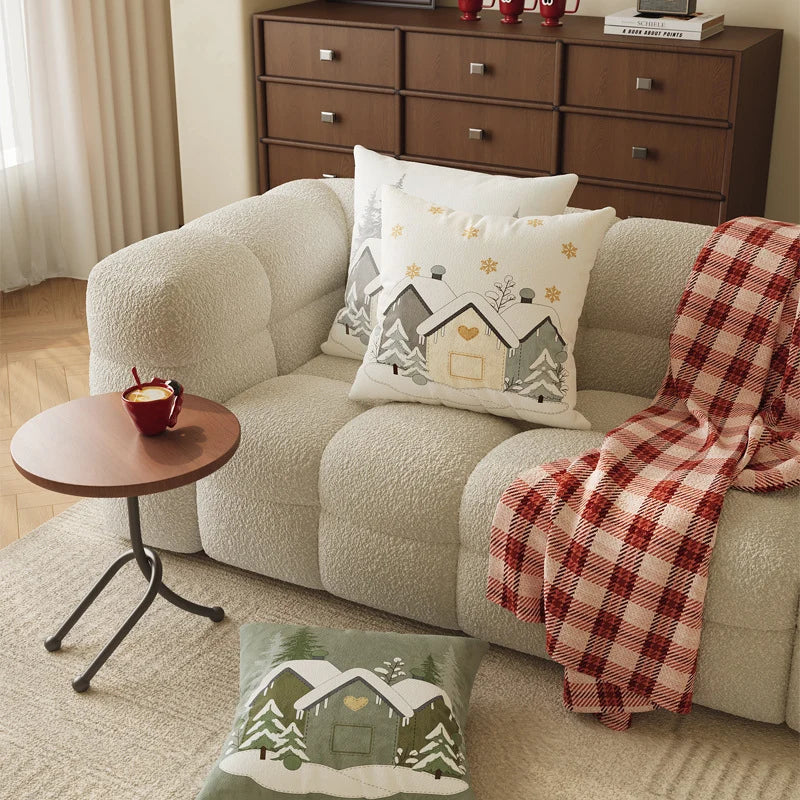 Square Throw Pillow Cover Embroidered Textured Plush Hidden Zipper