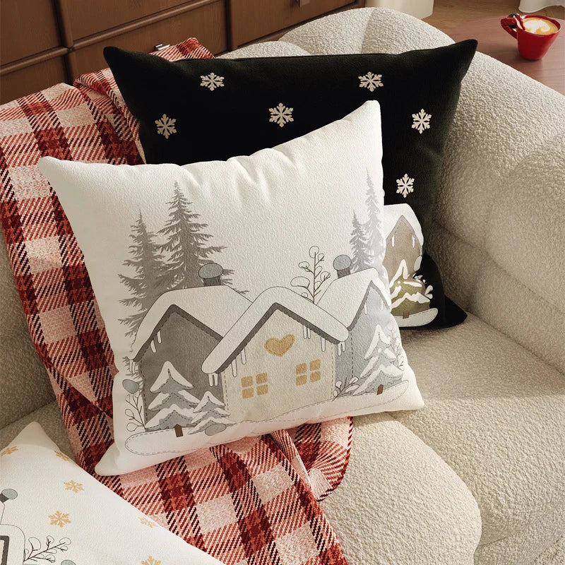 Square Throw Pillow Cover Embroidered Textured Plush Hidden Zipper