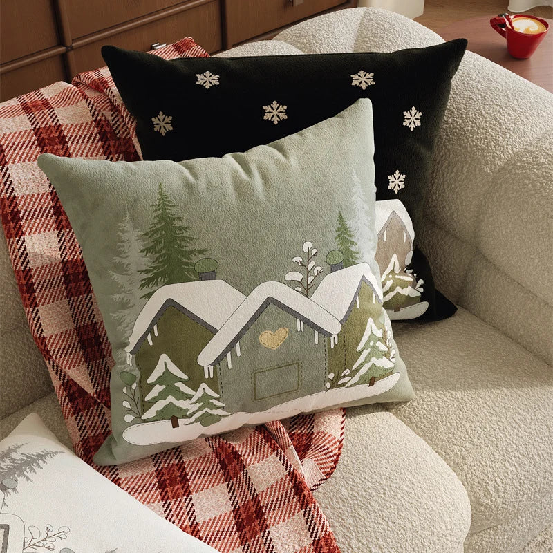 Square Throw Pillow Cover Embroidered Textured Plush Hidden Zipper