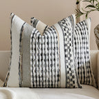 Square Throw Pillow Cover Handwoven Cotton Blend Tufted Stripes