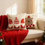 Square Throw Pillow Cover Linen-Blend Raised Embroidery Hidden Zipper