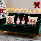 Square Throw Pillow Cover Linen-Blend Raised Embroidery Hidden Zipper