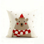 Square Throw Pillow Cover Linen-Blend Raised Embroidery Hidden Zipper