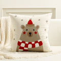 Square Throw Pillow Cover Linen-Blend Raised Embroidery Hidden Zipper