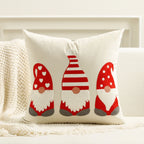 Square Throw Pillow Cover Linen-Blend Raised Embroidery Hidden Zipper