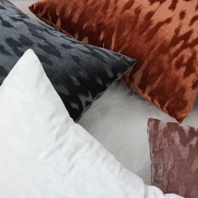 Square Throw Pillow Cover Low-Pile Velvet Hidden Zipper