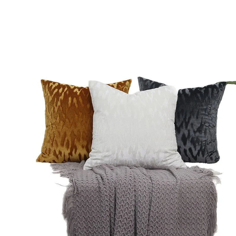 Square Throw Pillow Cover Low-Pile Velvet Hidden Zipper