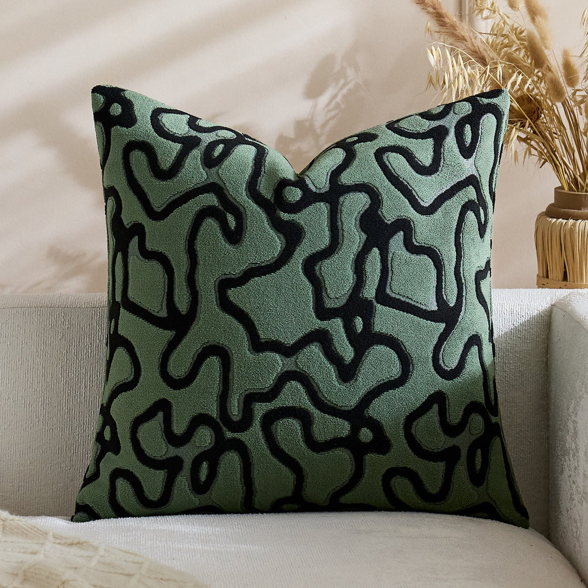 Square Throw Pillow Cover Tufted Chenille Raised Pattern
