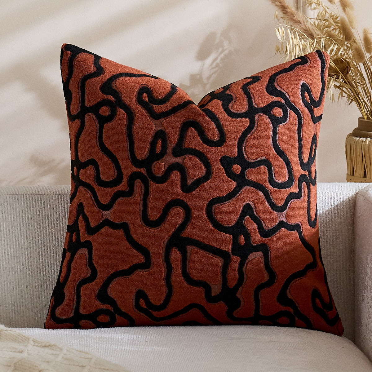 Square Throw Pillow Cover Tufted Chenille Raised Pattern