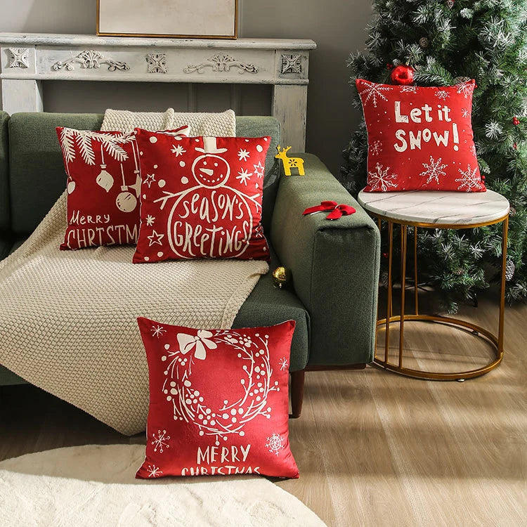 Square Throw Pillow Cover Velvet Screenprint Machine Washable