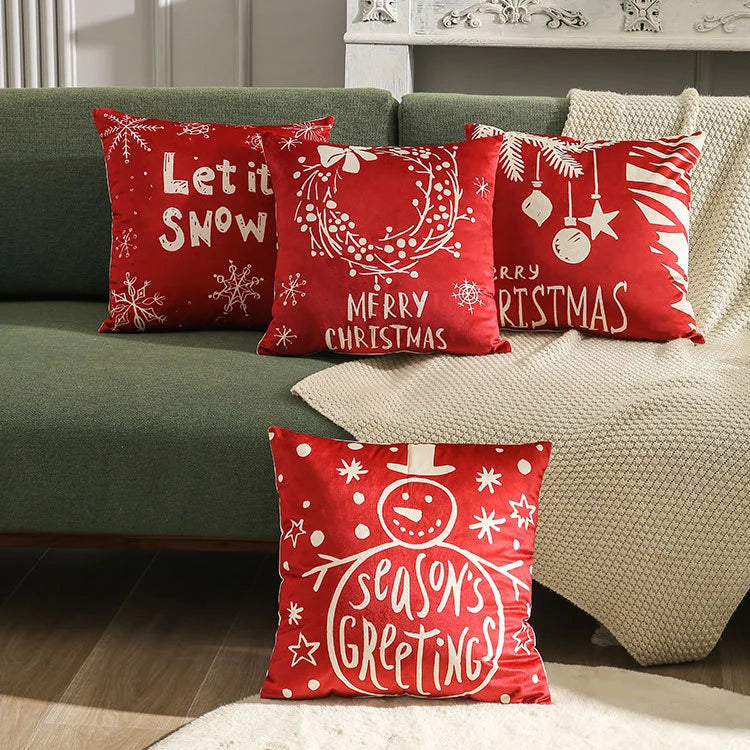 Square Throw Pillow Cover Velvet Screenprint Machine Washable