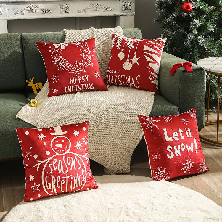 Square Throw Pillow Cover Velvet Screenprint Machine Washable